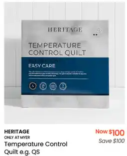 Myer HERITAGE ONLY AT MYER Temperature Cont Quilt e.g. QS offer
