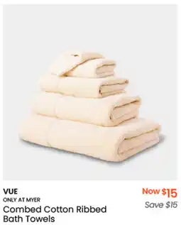 Myer VUE Combed Cotton Ribbed Bath Towels offer