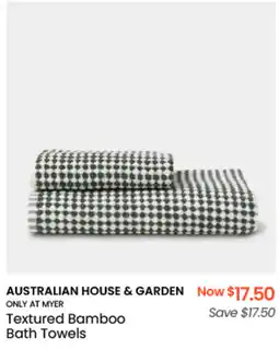 Myer AUSTRALIAN HOUSE & GARDEN Textured Bamboo Bath Towels offer