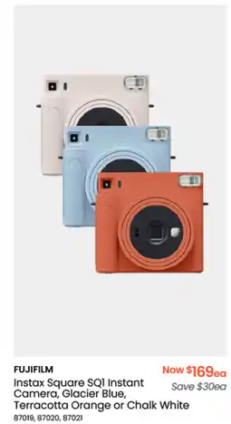 FUJIFILM Instax Square SQI Instant Camera, Glacier Blue, Terracotta Orange or Chalk White