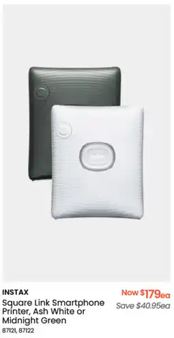 INSTAX Square Link Smartphone Printer, Ash White or Midnight Green