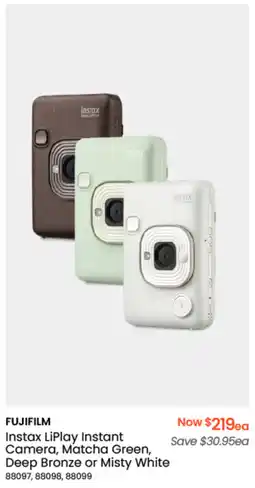 FUJIFILM Instax LiPlay Instant Camera, Matcha Green, Deep Bronze or Misty White