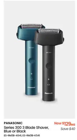 Myer PANASONIC Series 300 3 Blade Shaver, Blue or Black offer