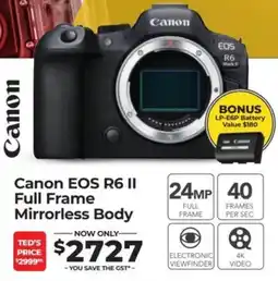 Teds Cameras Canon EOS R6 II Full Frame Mirrorless Body offer