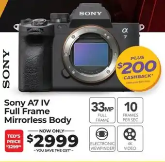 Teds Cameras Sony A7 IV Full Frame Mirrorless Body offer
