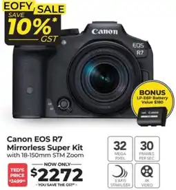 Teds Cameras Canon EOS R7 Mirrorless Super Kit offer