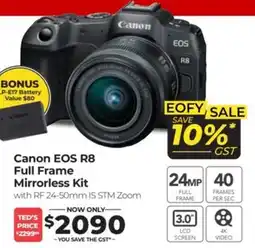 Teds Cameras Canon EOS R8 Full Frame Mirrorless Kit offer