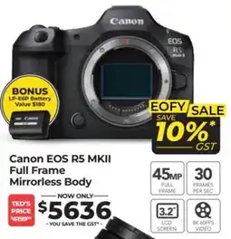 Teds Cameras Canon EOS R5 MKII Full Frame Mirrorless Body offer