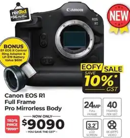 Teds Cameras Canon EOS RI Full Frame Pro Mirrorless Body offer