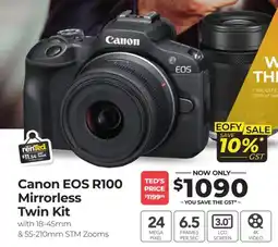 Teds Cameras Canon EOS R100 Mirrorless Twin Kit offer