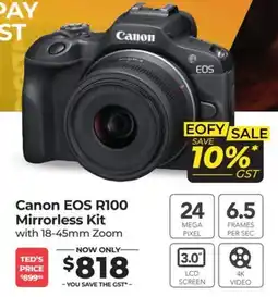 Teds Cameras Canon EOS R100 Mirrorless Kit offer