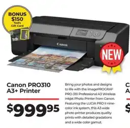 Teds Cameras Canon PRO310 A3+ Printer offer