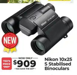 Teds Cameras Nikon 10x25 S Stabilised Binoculars offer