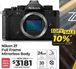 Teds Cameras Nikon zf full frame mirrorless body offer