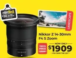 Teds Cameras Nikkor Z 14-30mm F4 S Zoom offer