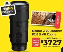 Teds Cameras Nikkor z 70-200mm f2.8 s vr zoom offer