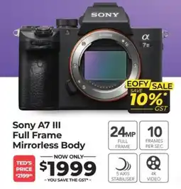 Teds Cameras Sony A7 III Full Frame Mirrorless Body offer