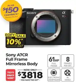 Teds Cameras Sony A7CR Full Frame Mirrorless Body offer
