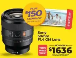 Teds Cameras Sony 50mm F1.4 GM Lens offer