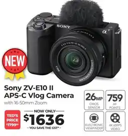 Teds Cameras Sony ZV-E10 II APS-C Vlog Camera offer