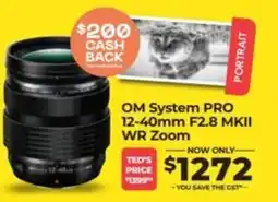 Teds Cameras OM System PRO 12-40mm F2.8 MKII WR Zoom offer