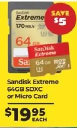 Teds Cameras Sandisk extreme 64gb sdxc or micro card offer