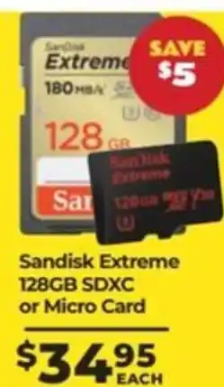 Teds Cameras Sandisk extreme 128gb sdxc or micro card offer