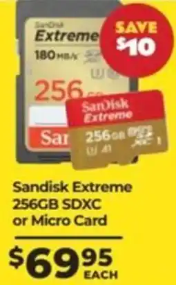 Teds Cameras Sardisk extreme 256gb sdxc or micro card offer
