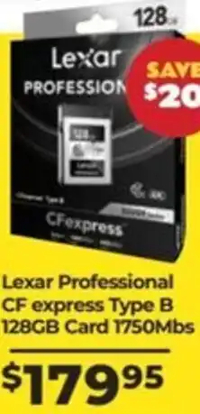 Teds Cameras Lexar Professional CF express Type B 128GB Card 1750Mbs offer