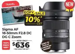 Teds Cameras Sigma AF 18-50mm F2.8 DC DG C Zoom offer