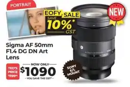 Teds Cameras Sigma AF 50mm F1.4 DG DN Art Lens offer