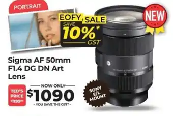 Teds Cameras Sigma AF 50mm F1.4 DG DN Art Lens offer