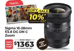 Teds Cameras Sigma 16-28mm f/2.8 DG DN C Zoom offer