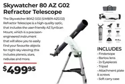 Teds Cameras Skywatcher 80 AZ G02 Refractor Telescope offer