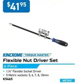 Kincrome KINCROME TORQUE MASTER Flexible Nut Driver Set 6 Piece offer