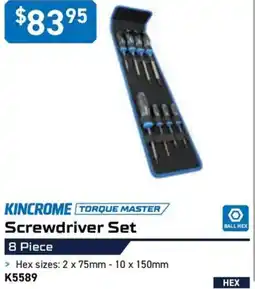 Kincrome KINCROME TORQUE MASTER Screwdriver Set 8 Piece offer