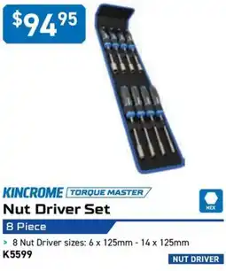 Kincrome KINCROME TORQUE MASTER BALL HEX Nut Driver Set 8 Piece offer