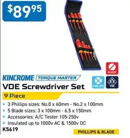 Kincrome KINCROME TORQUE MASTER VDE Screwdriver Set 9 Piece offer