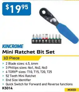 Kincrome KINCROME Mini Ratchet Bit Set 10 Piece offer