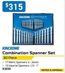 Kincrome KINCROME Combination Spanner Set 30 Piece offer