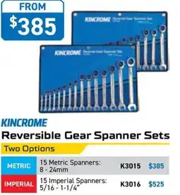 Kincrome KINCROME Reversible Gear Spanner Sets Two Options offer