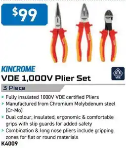 Kincrome KINCROME VDE 1,000V Plier Set 3 Piece offer