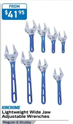 Kincrome Lightweight Wide Jaw Adjustable Wrenches Stubby 140mm (5.5") offer
