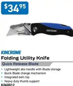 Kincrome KINCROME Folding Utility Knife Quick Release Blade offer
