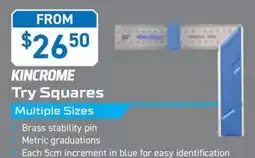 Kincrome KINCROME Try Squares Multiple Sizes 200mm offer