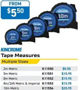 Kincrome KINCROME Tape Measures Multiple Sizes 2m Metric offer