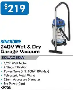 Kincrome KINCROME 240V Wet & Dry Garage Vacuum offer