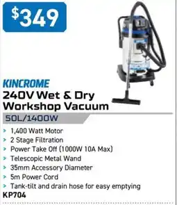 Kincrome KINCROME 240V Wet & Dry Workshop Vacuum offer