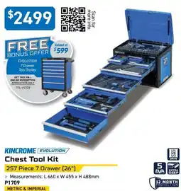 Kincrome KINCROME EVOLUTION Chest Tool Kit offer