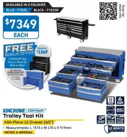 Kincrome KINCROME CONTOUR Trolley Tool Kit offer